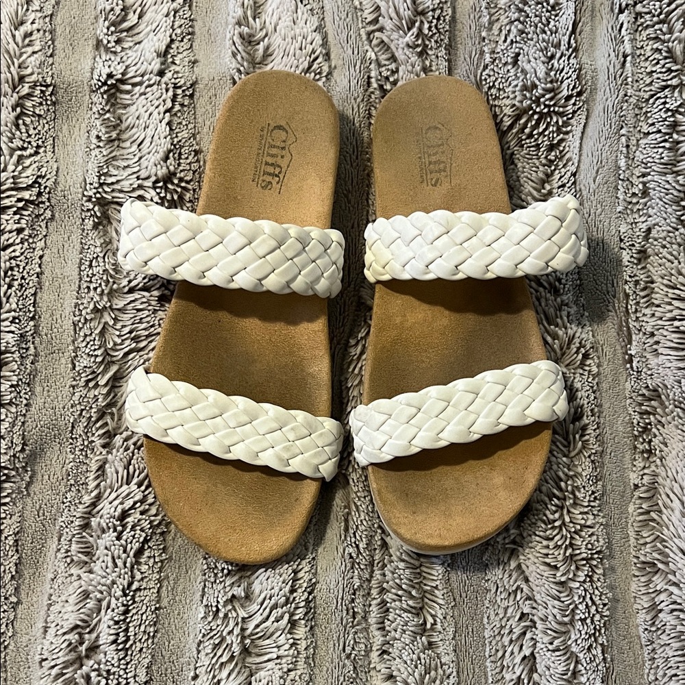 Corkys Ivory Braided Slide Sandals